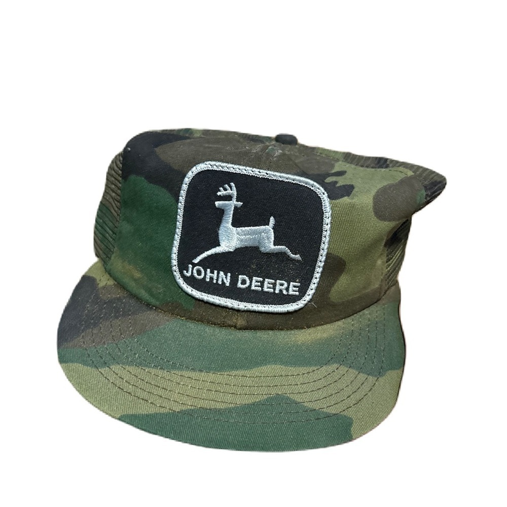 Vintage John Deere Green Camouflage Hat K-Products Made in USA SnapBack